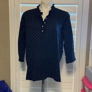 Chaps Navy Polka Dot Blouse